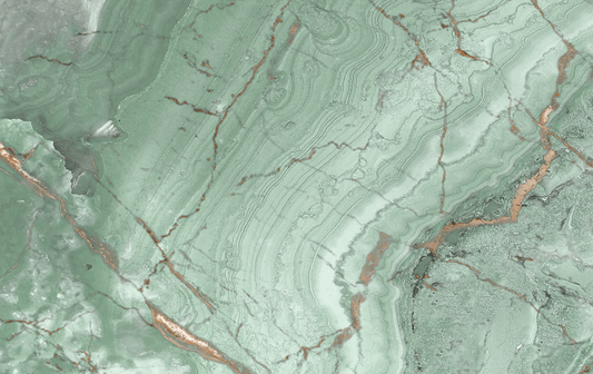 Close-up of green marble with brown veins